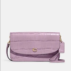 Coach Ice Purple Crocodile Embossed Leather Convertible Hayden Crossbody Bag NWT